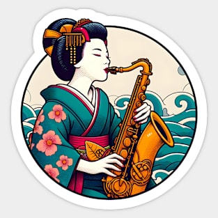 Geisha saxophone player Sticker